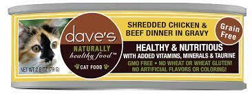 Dave’s Shredded Chicken &amp; Beef Dinner in Gravy 2.8oz