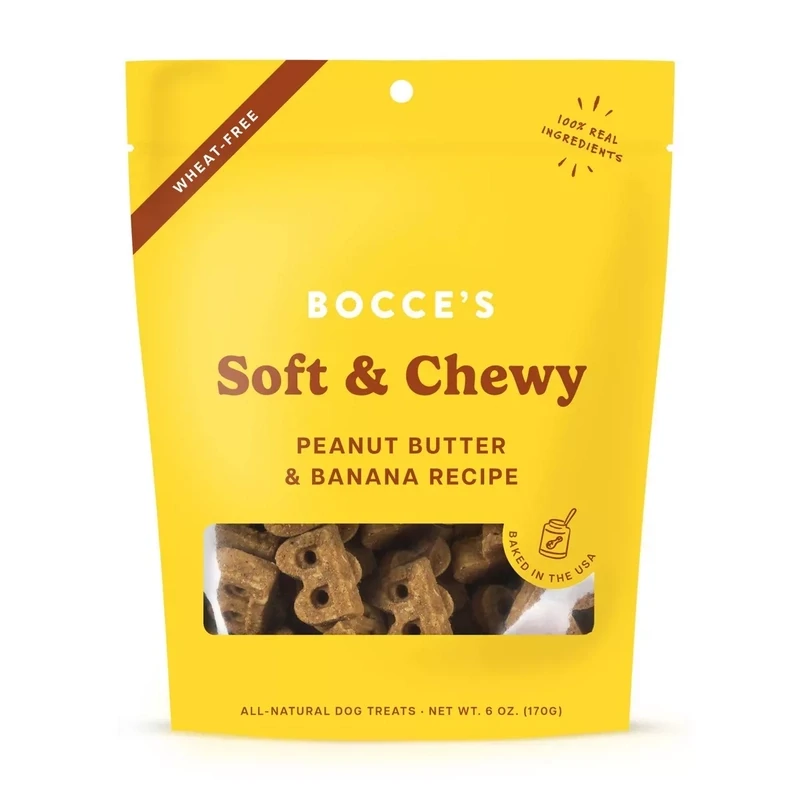 Bocce&#39;s Bakery Dog Treats Soft &amp; Chewy Peanut Butter and Banana 6oz.