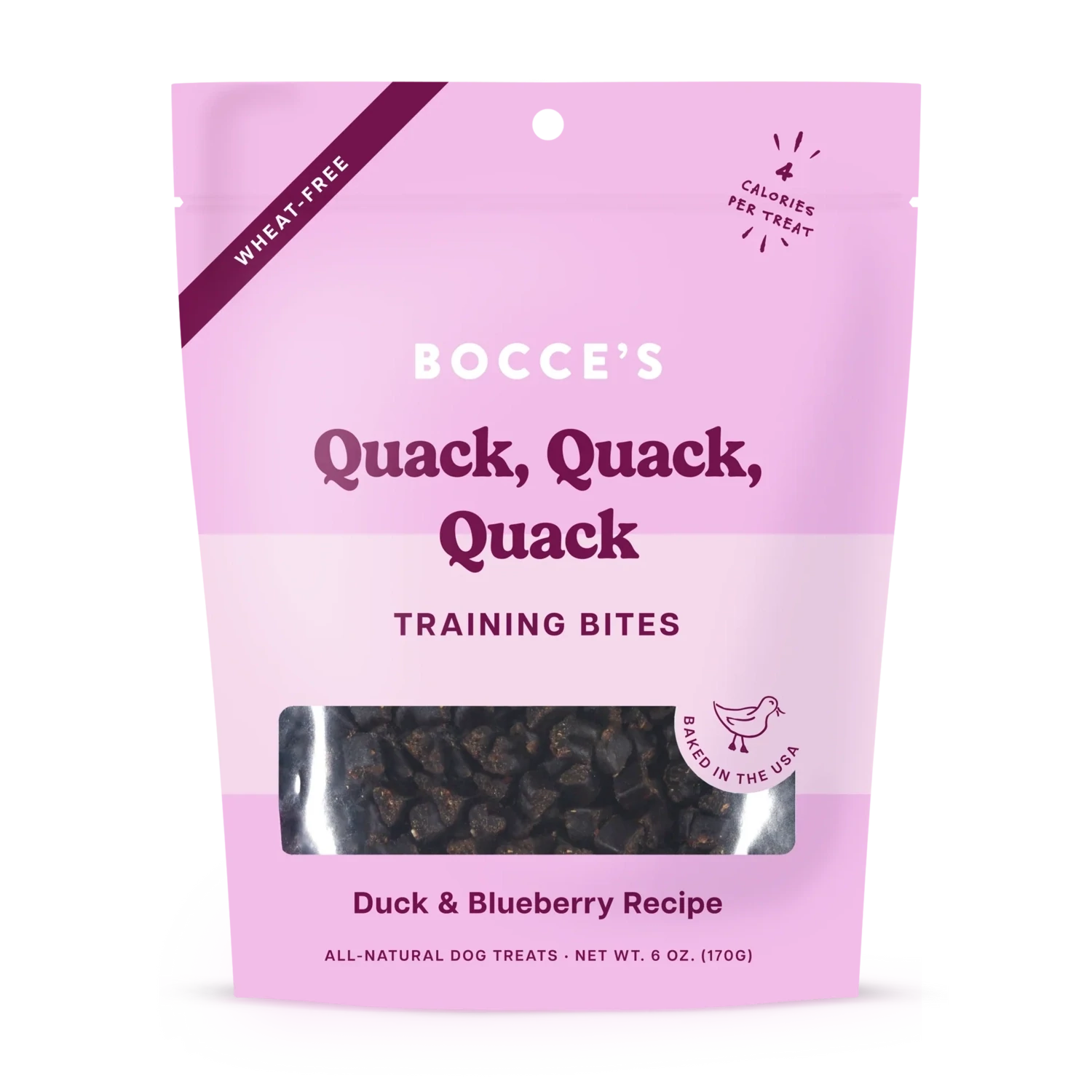 Bocce&#39;s Bakery Everyday Quack Quack Quack Training Bites Dog Treats 6oz.