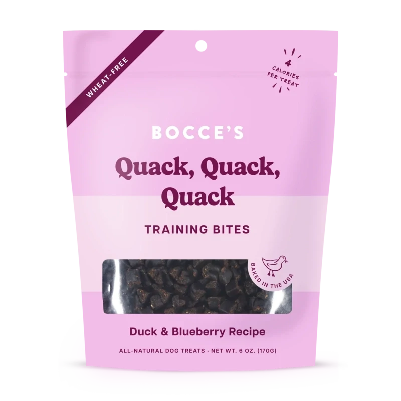 Bocce&#39;s Bakery Everyday Quack Quack Quack Training Bites Dog Treats 6oz.
