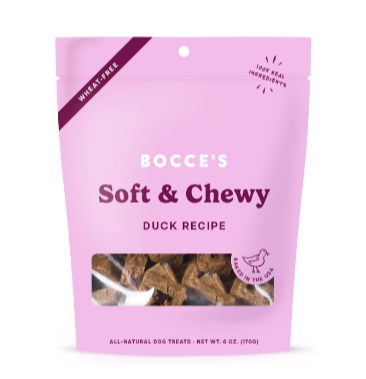 Bocce&#39;s Bakery Dog Treats Soft &amp; Chewy Duck 6oz.