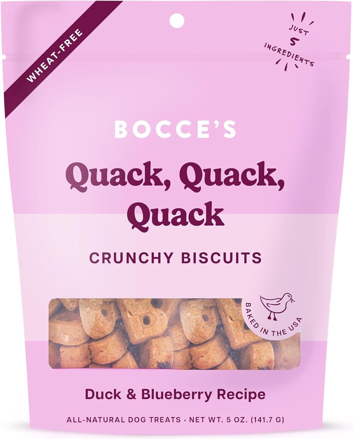 Bocce&#39;s Bakery Everyday Quack Quack Quack Crunchy Dog Treats 6oz.