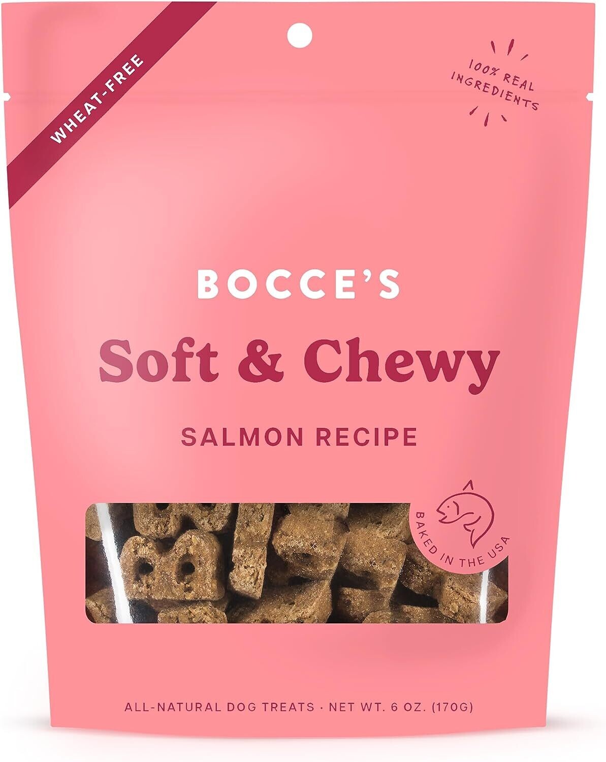 Bocce&#39;s Bakery Dog Treats Soft &amp; Chewy Salmon 6oz.