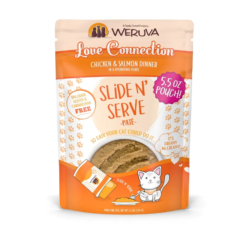 Weruva Cat Slide N&#39; Serve Pate Love Connection Chicken Salmon Wet Cat Food - 5.5 oz.