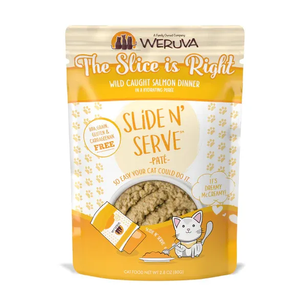 Weruva Cat Slide N&#39; Serve Pate The Slice Is Right Salmon Wet Cat Food - 2.8 oz.