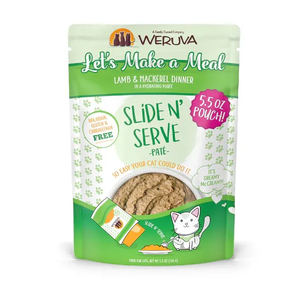 Weruva Cat Slide N&#39; Serve Pate Let&#39;s Make a Meal Lamb Mackerel Wet Cat Food - 5.5 oz.
