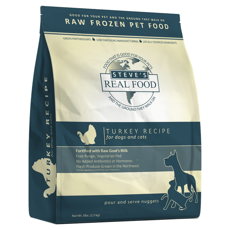 Steve's Raw Frozen Nuggets Dog &amp; Cat Food - Turkey 5lb