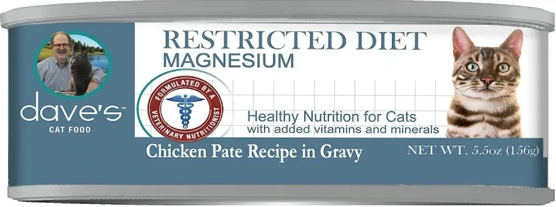 Dave's Cat Food Restricted Magnesium Chicken Pate in Gravy Canned Cat Food - 5.5 oz.