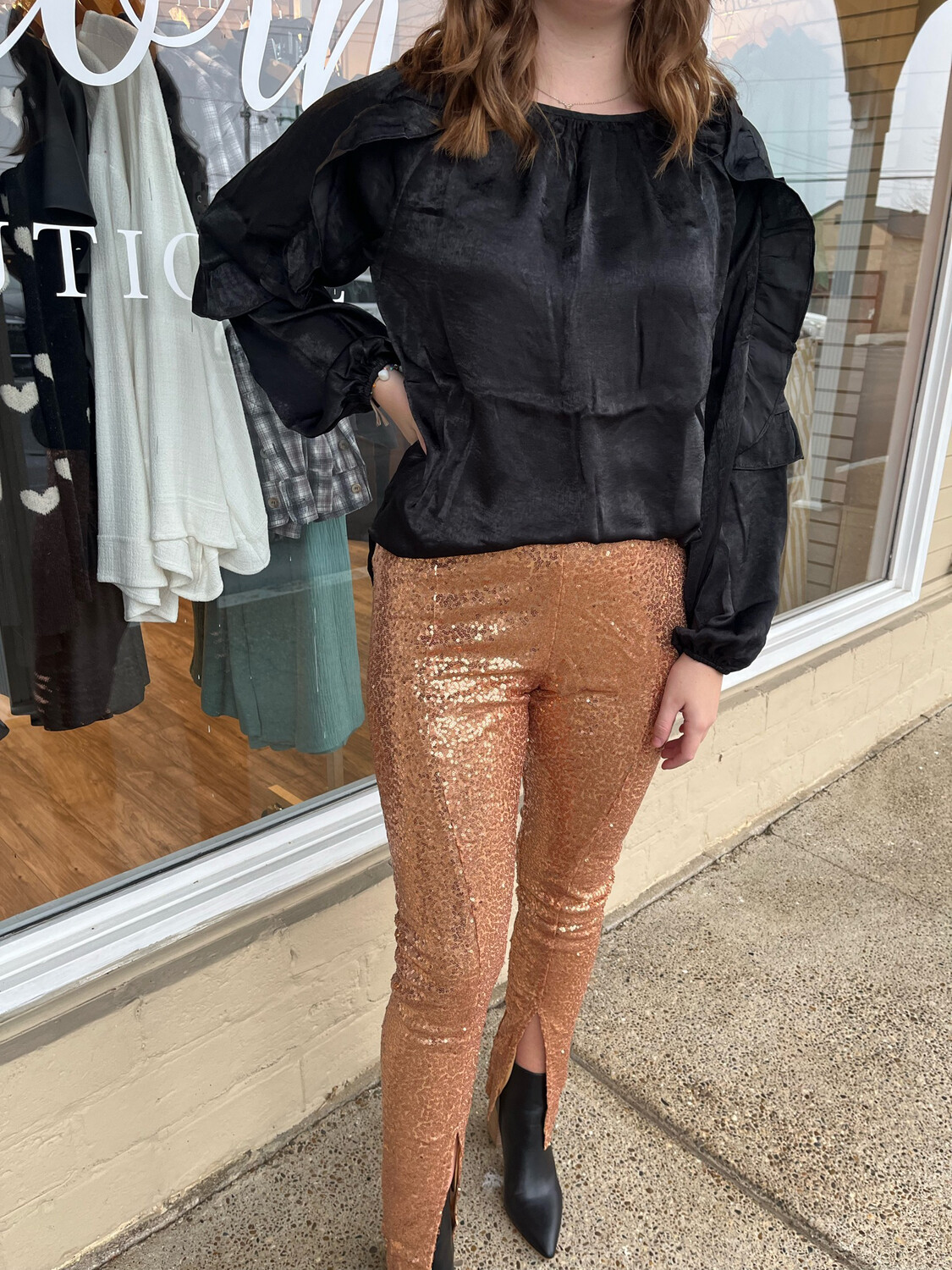 AD4678 Rose Gold Sequin Pants 