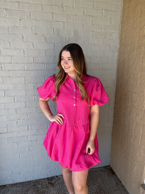 AD5190 Hot Pink Button Down Dress
