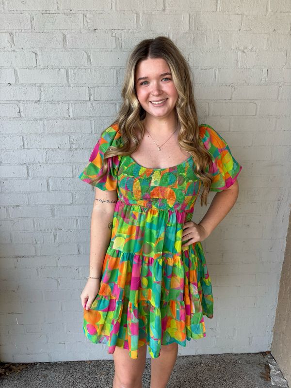 AD5468 Magenta Short Printed Woven Dress