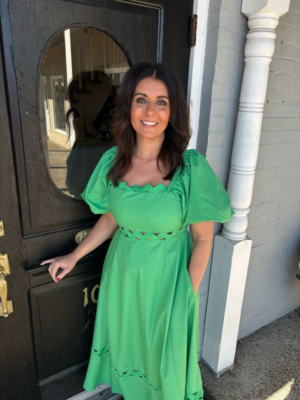 AD5478 Kelly Green Scallop Maxi