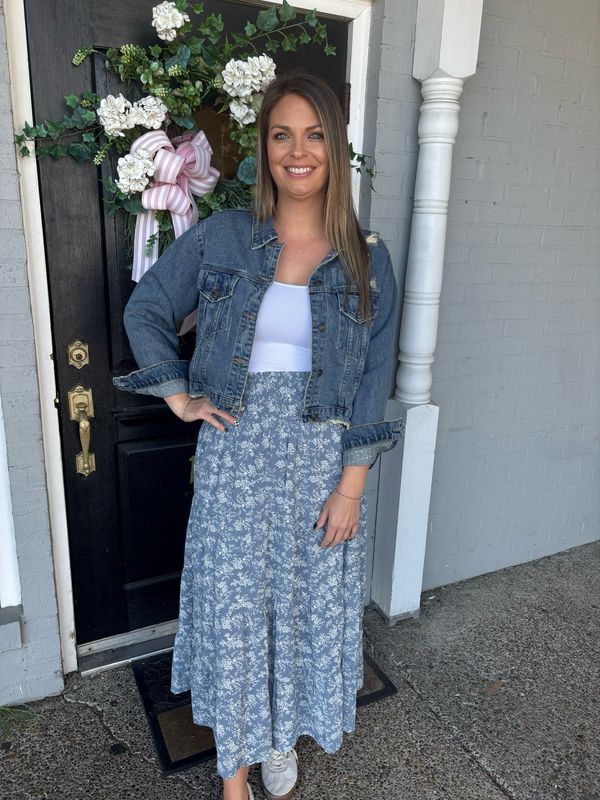 AD5489 Tiered Floral Midi Skirt 