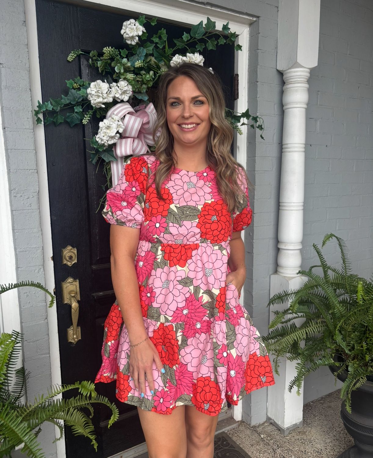 AD5505 Coral Vibrant Tiered Dress