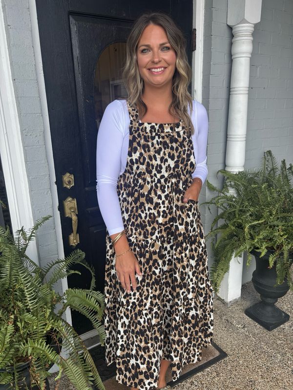 AD5579 Leopard Overall Dress