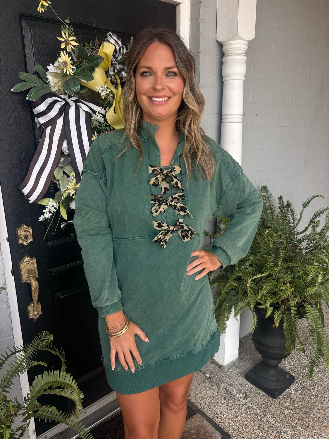 AD5577 H. Green Sweater Dress