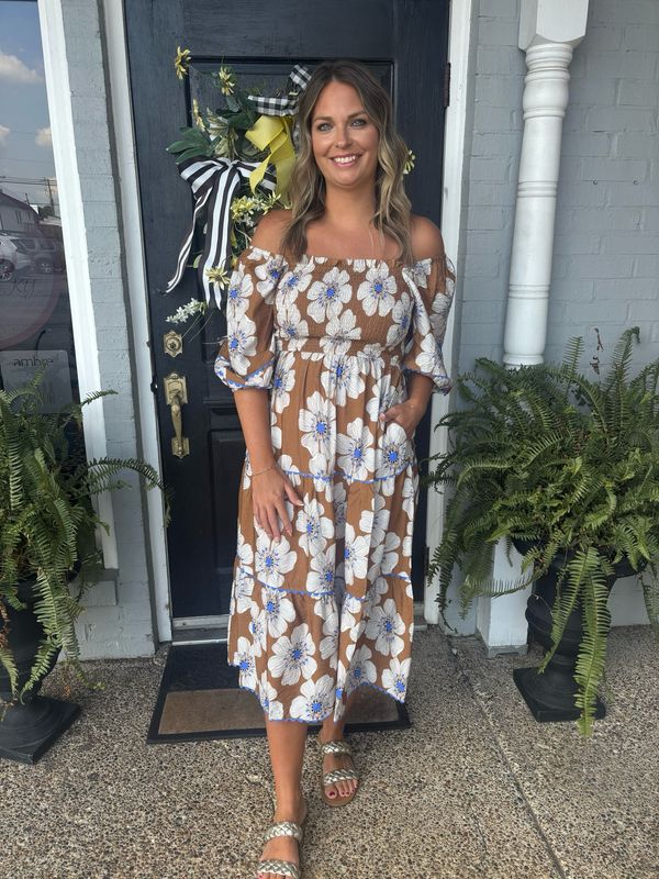 AD5580 Floral Tiered Dress