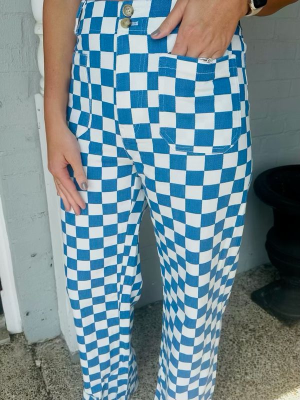 AD5538 Blue Denim Checkered Jean