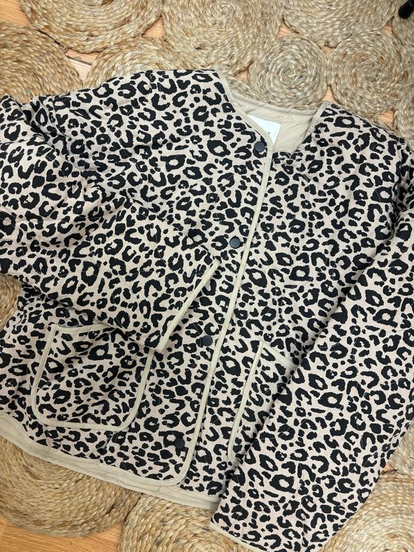 AD5620 Leopard Quilted Puffer Jacket
