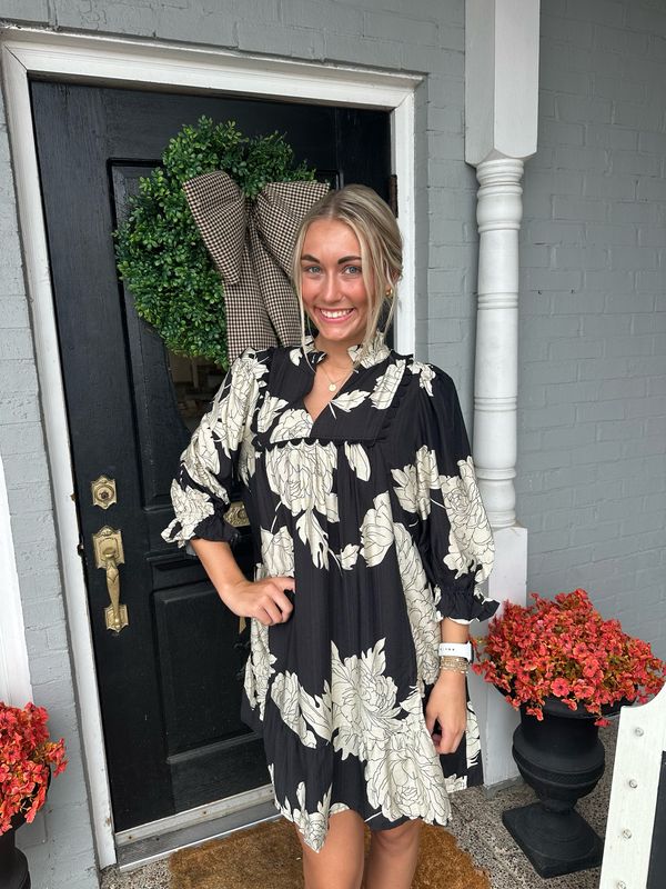 AD5630 Black Printed Mini Dress