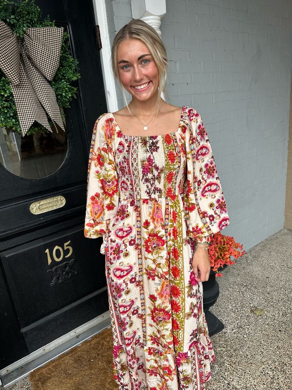 AD5618 Floral Printed Boho Maxi