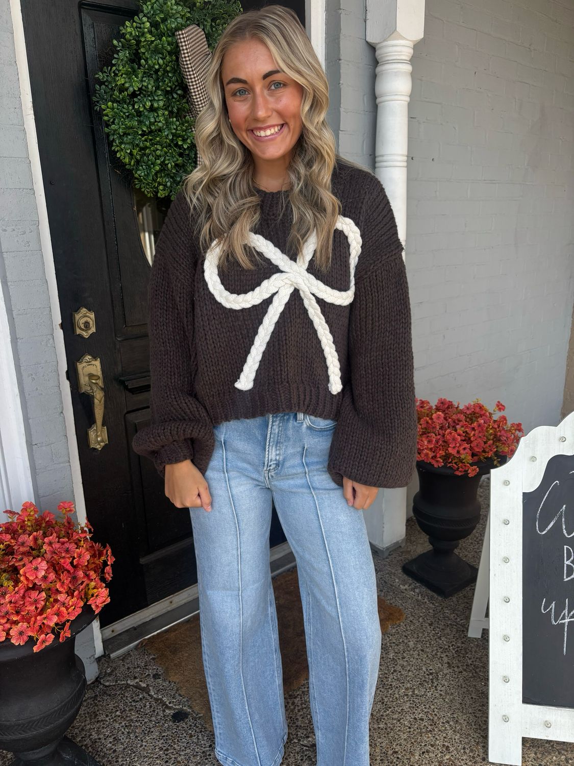 AD5666 Braided Ribbon Chunky Sweater