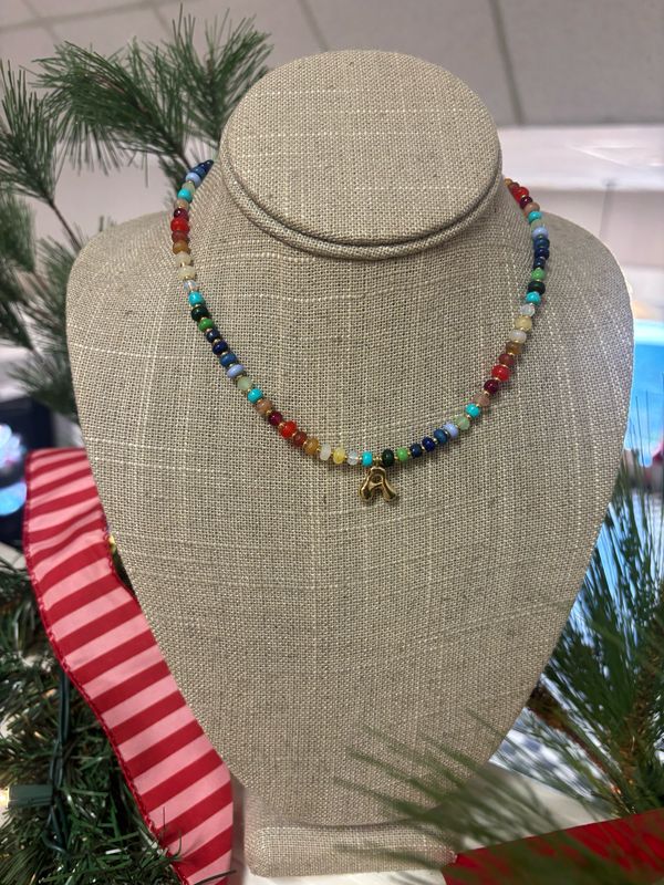 Multi color Initial Necklace