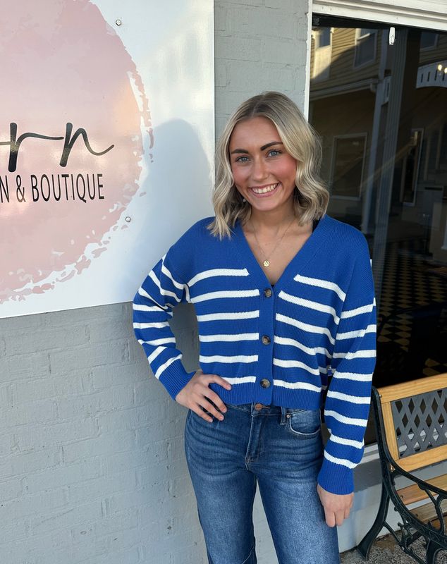 AD5727 Blue/White Cardigan