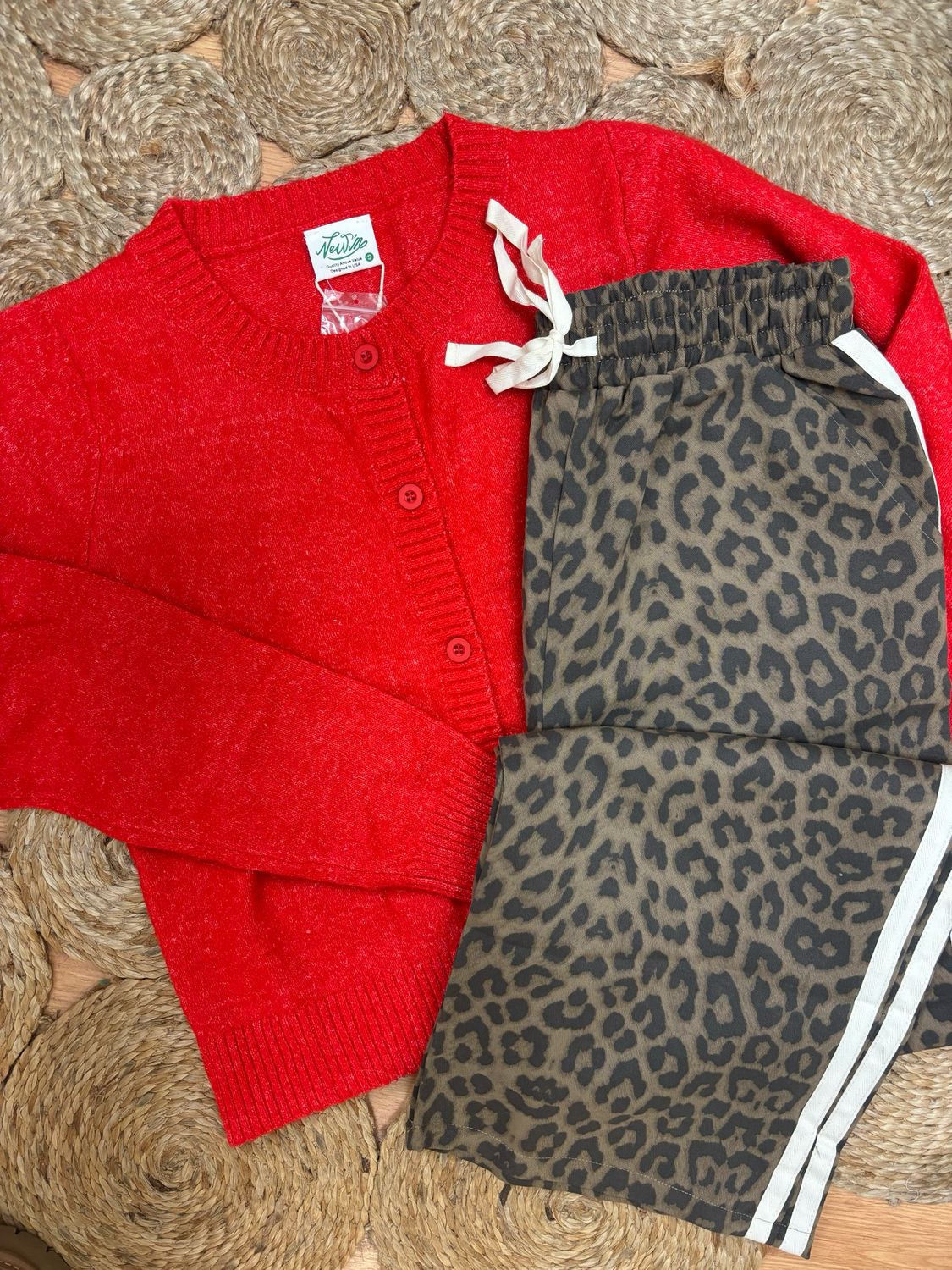 AD5745 Solid Red Knit Button Up