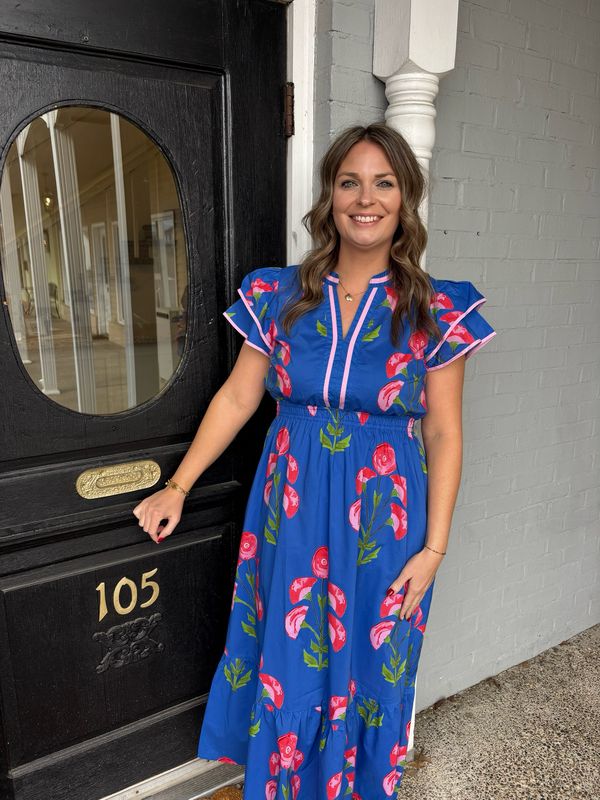 AD5779 Royal Blue Floral Maxi