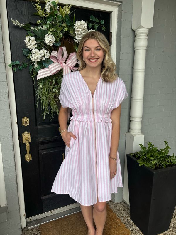 AD5813 Pink Stripe Mini Dress