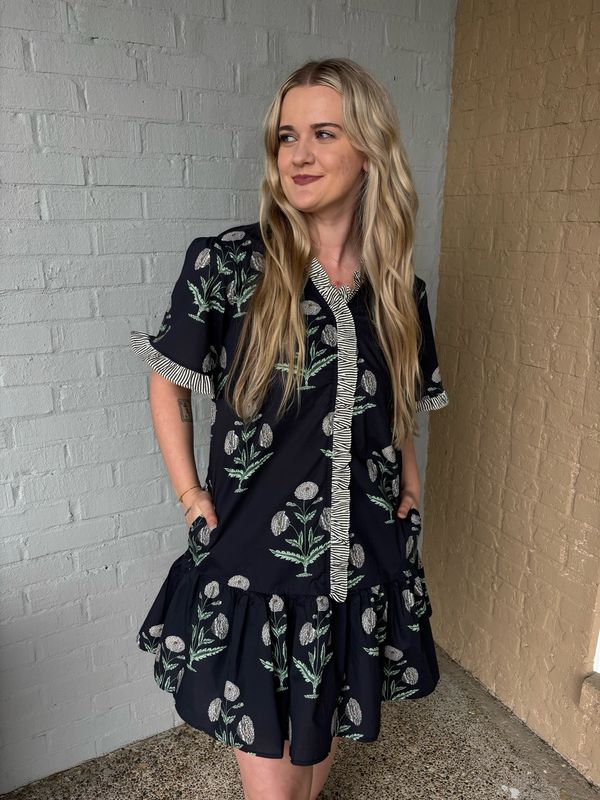 AD5816 Charcoal/Navy Mini Dress