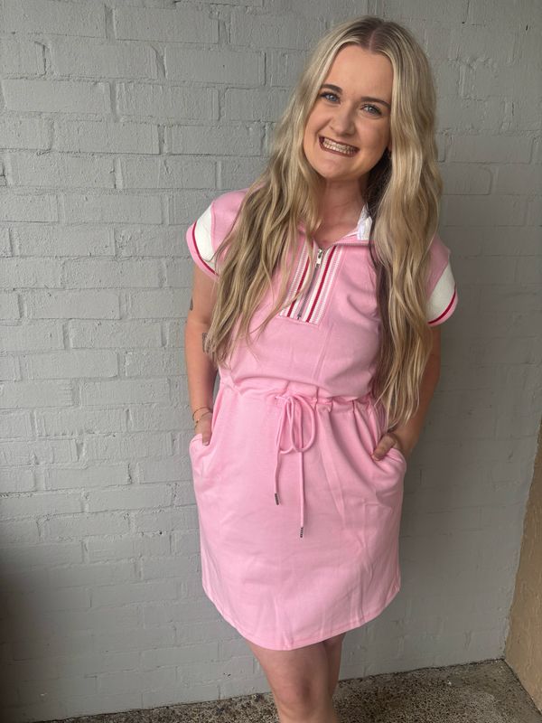 AD5815 Pink Drawstring Dress
