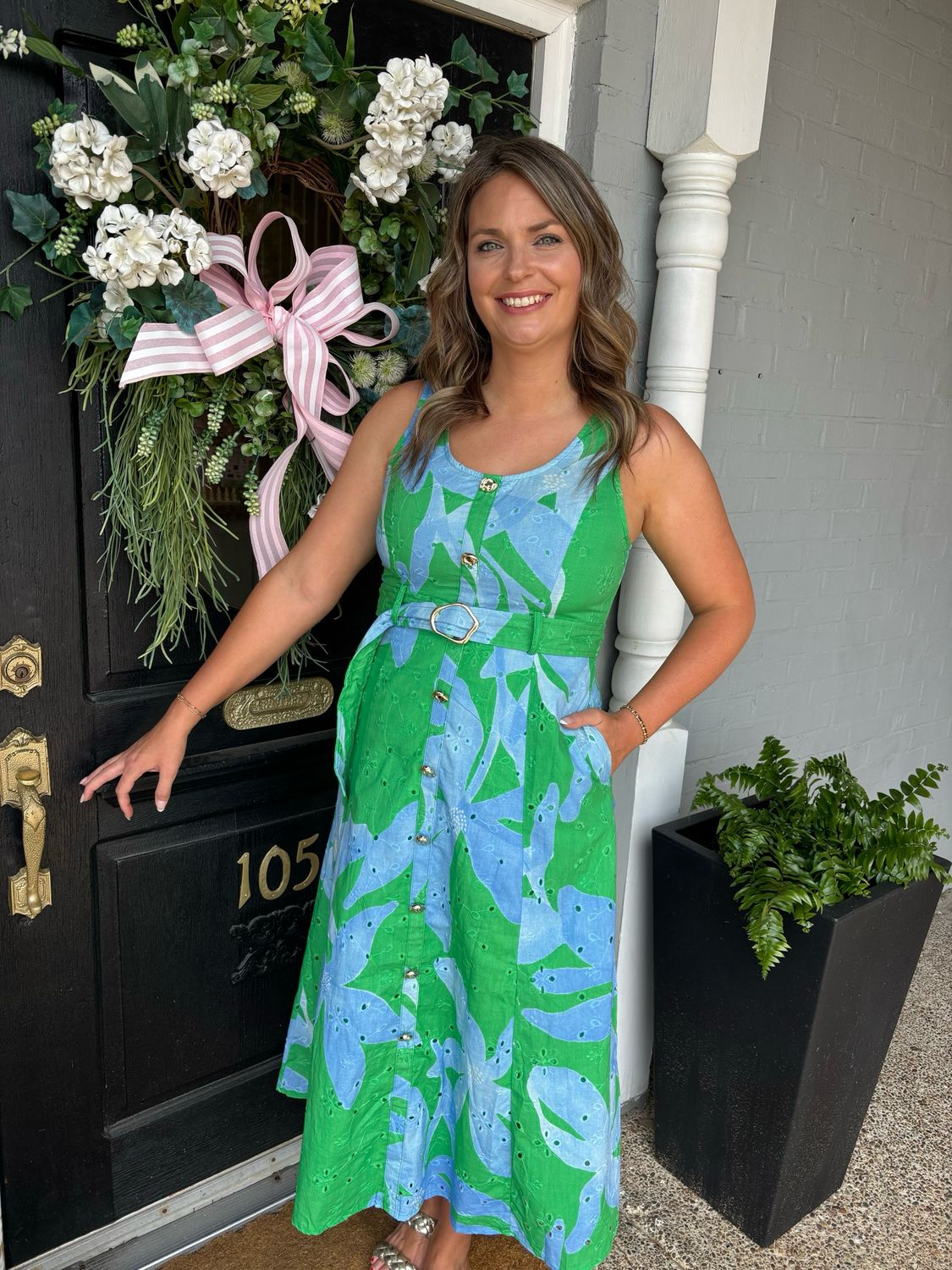 AD5831 Botanical Sleeveless Midi