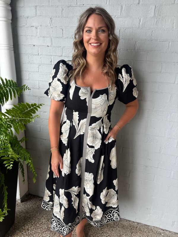 AD5860 Floral Square Neck Midi