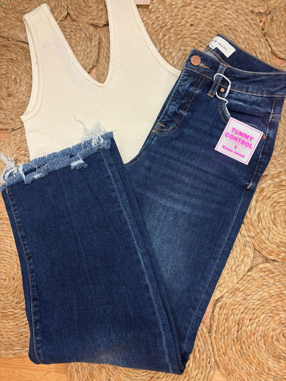 AD5867 Dark Ankle Straight Jeans 