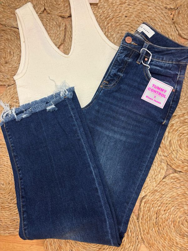 AD5867 Dark Ankle Straight Jeans 