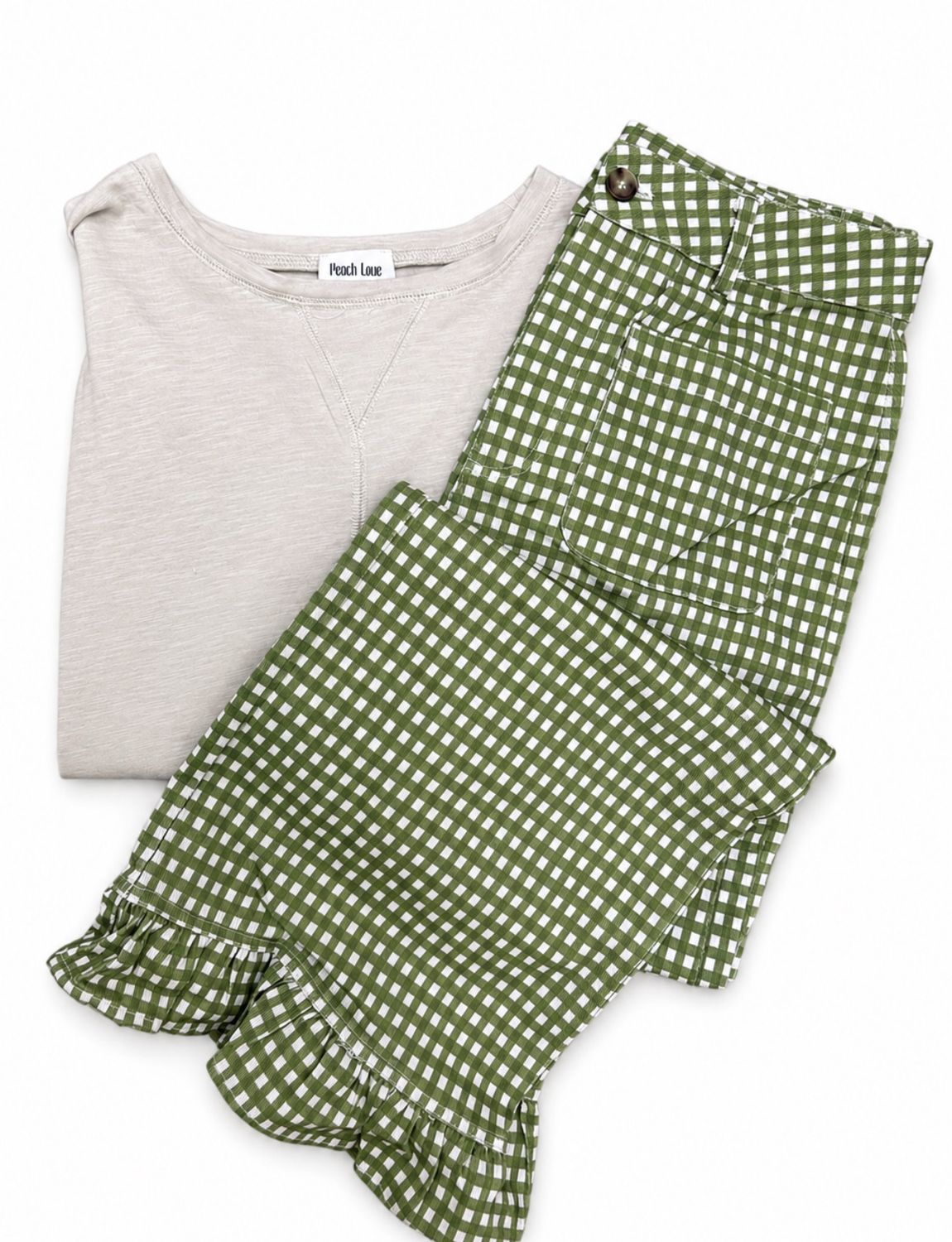 AD6870 Green Gingham Ruffle Pant