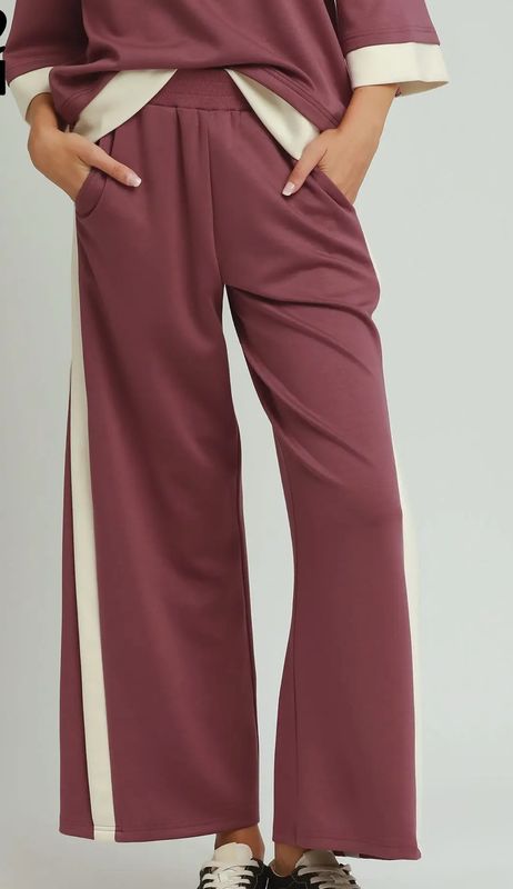 AD5872 Marsala Colorblock Pant Set PREORDER*