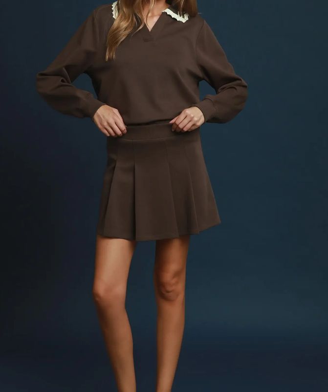 AD5873 Cocoa Varsity Skort Set PREORDER*