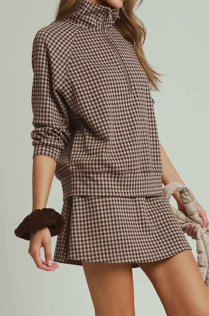 AD5870 Brown Gingham Skort Set PREORDER*