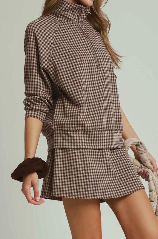 AD5870 Brown Gingham Skort Set PREORDER*