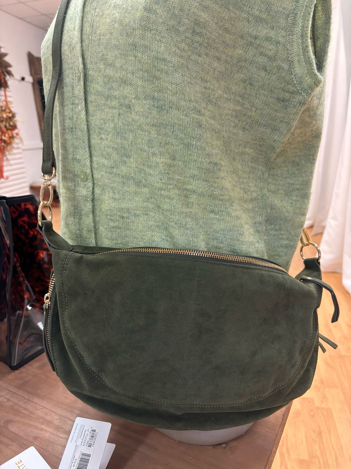 AD5887 Olive Suede Crossbody