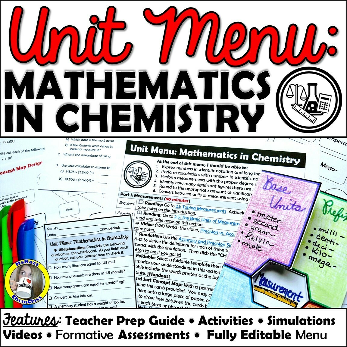 Unit Menu: Mathematics in Chemistry