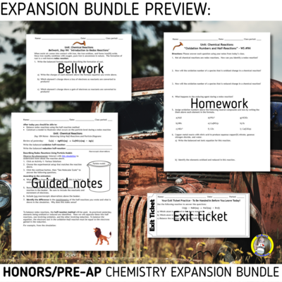 Chemical Reactions: Honors Expansion Bundle - Redox Reactions