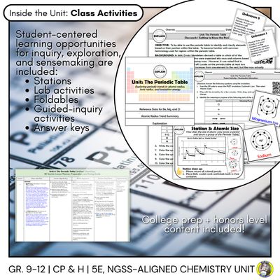 THE PERIODIC TABLE: 5E MODEL CHEMISTRY UNIT