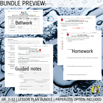 Lesson Plan Bundle: States of Matter - Kinetic Molecular Theory and IMFs