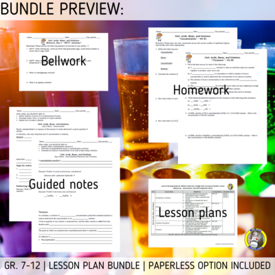 Lesson Plan Bundle: Acids, Bases, and Solutions