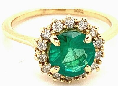 Colombian Emerald Diamond Halo Ring