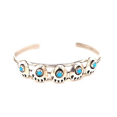 Hopi Bear Paw Turquoise Cuff Bracelet